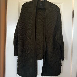Zara Green Chunky Knit Cardigan Sweater